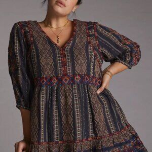 Anthropologie Multicolor Geometric V-Neck Tunic
